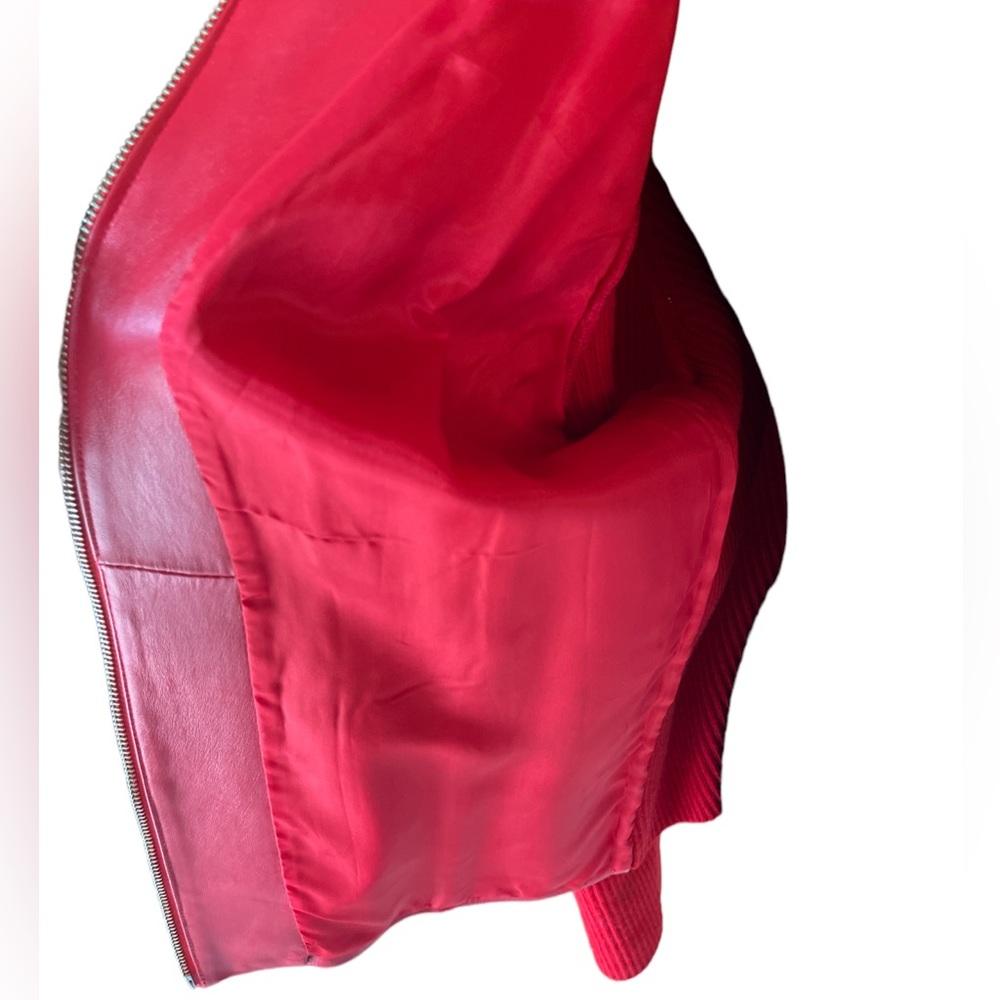 Pendleton Red Leather Sweater Jacket - image 4